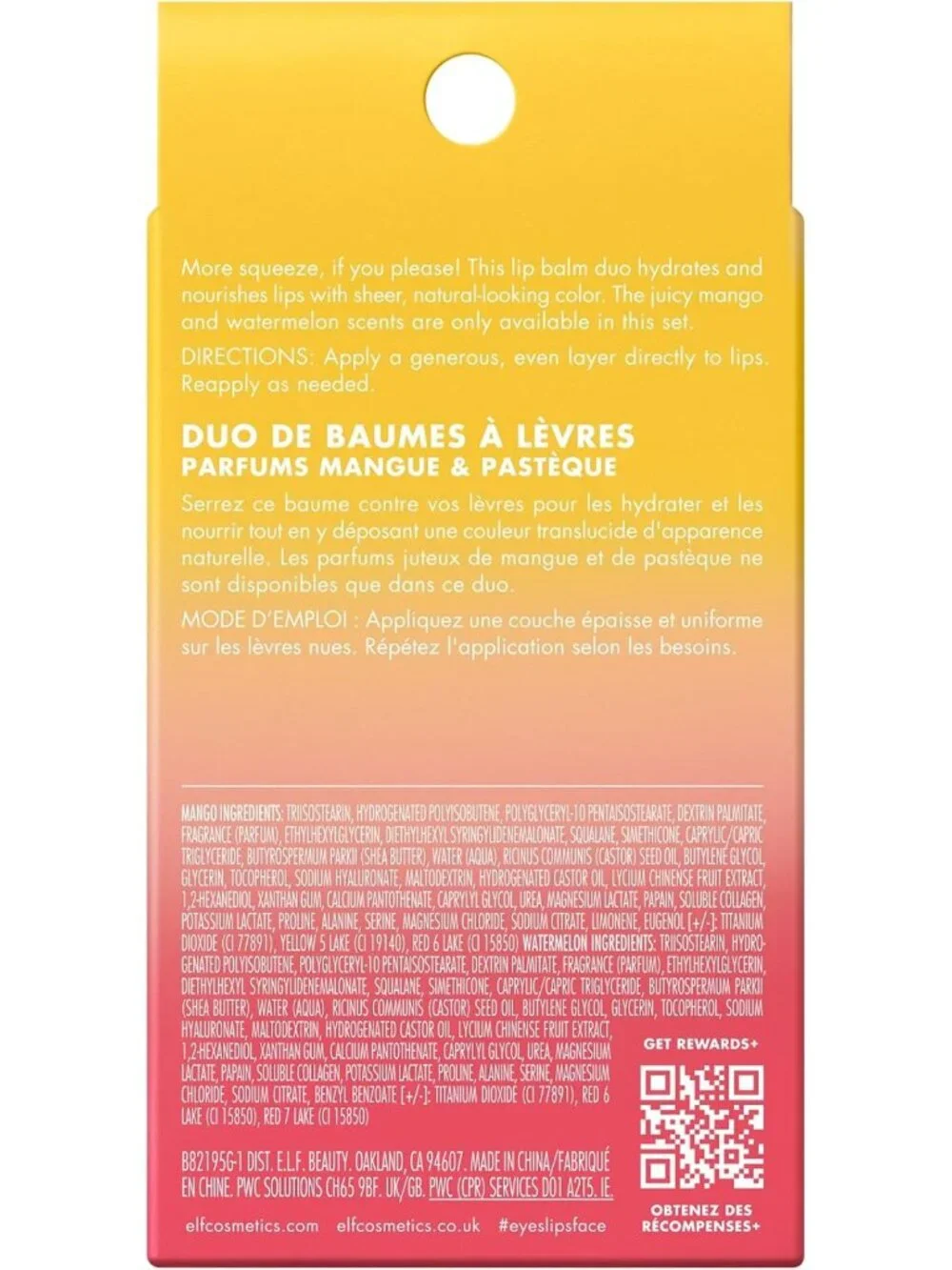 Moisturizing Lip Balm Duo - Mango & Watermelon Flavors, Hydrating & Nourishing
